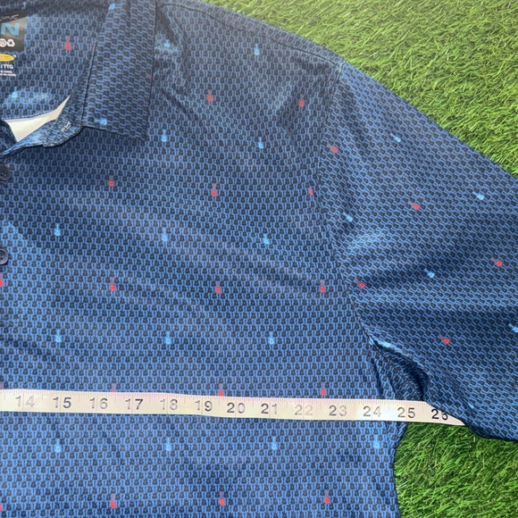 Men's Greg Norman guitar Blue Patterned Shirt - Picture 3 of 7